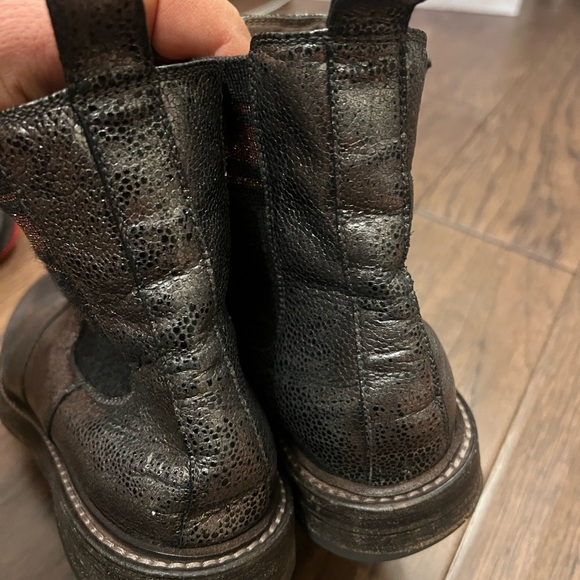Brunello Cucinelli Metallic Black Leather Boots - Picture 4 of 9